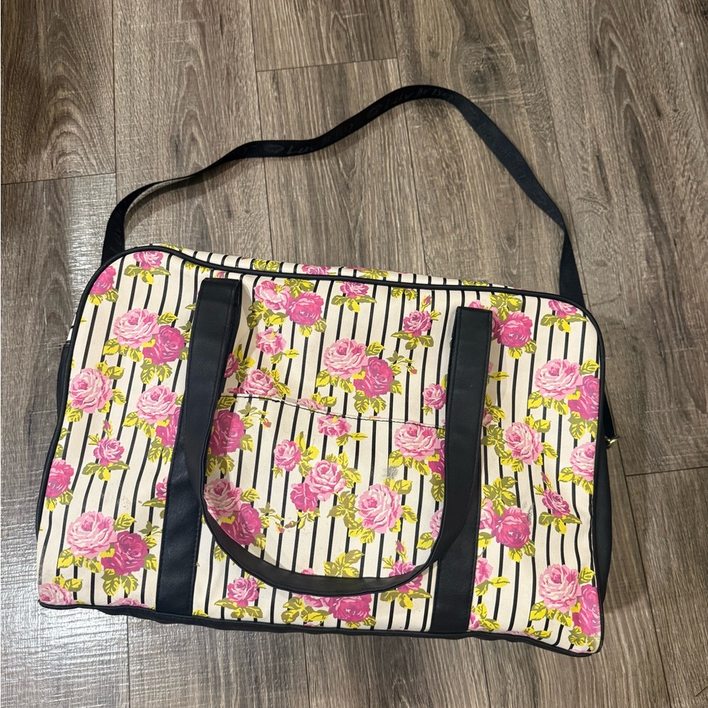 Betsy Johnson Floral Pink and Black Women's Travel / Gym Bag